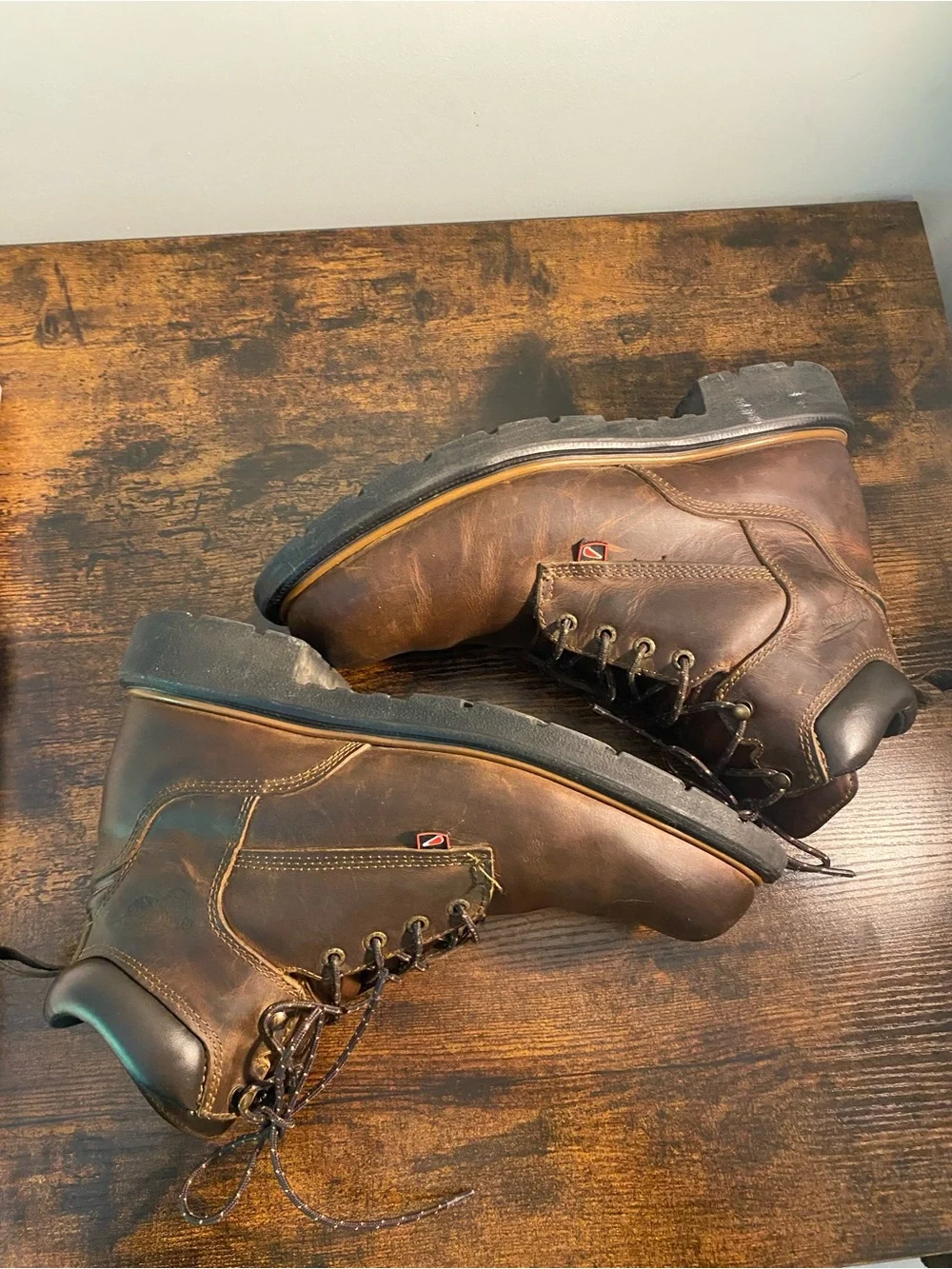 Red Wing Shoes Brown Leather Lace-Up Work Boots
